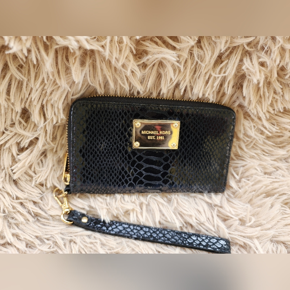 Michael kors black exotic wallet